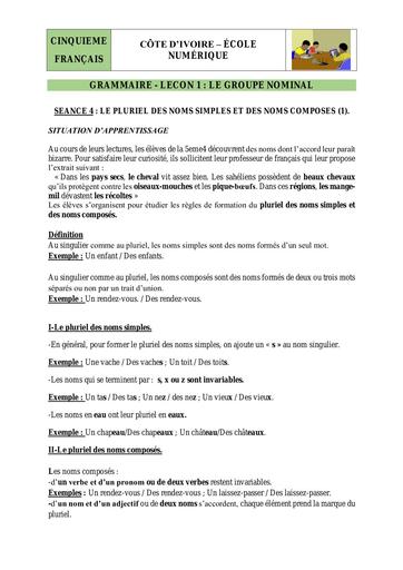 4 Grammaire 5ème L1 S4