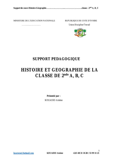 COURS COMPLET Histoire-Géographie 2nde ABC by M.Tehua
