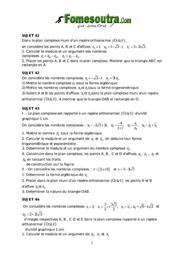 TP 9 nombres complexes et transformation du plan maths niveau Terminale D