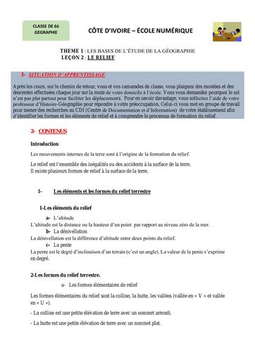 6ème G2 Le relief