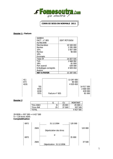 Corrigé d'étude de cas BAC G2 2011