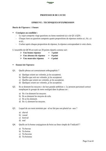 RECRUTEMENT Sujet Technique d'expression (SUJET) PROF PC LYCEE BY TEHUA
