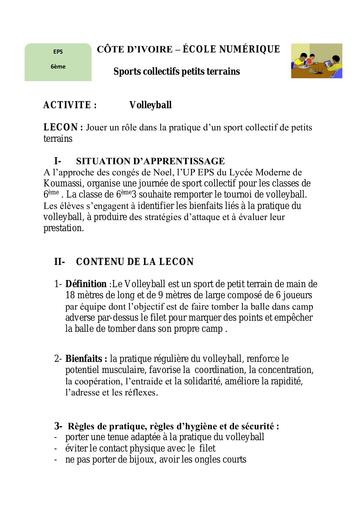 6ème EPS_Léçon11_Jouer un rôle dans la pratique d’un sport collectif de petits terrains