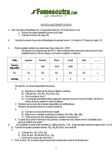 TP 1 Suites numériques niveau Terminale Scientifique