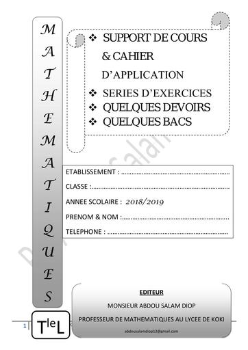 Support de cours Maths Tle L by Tehua