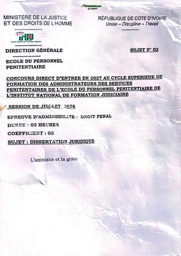 Concours Direct INFJ 2026 CS droits pénal sujet 3 by TEHUA