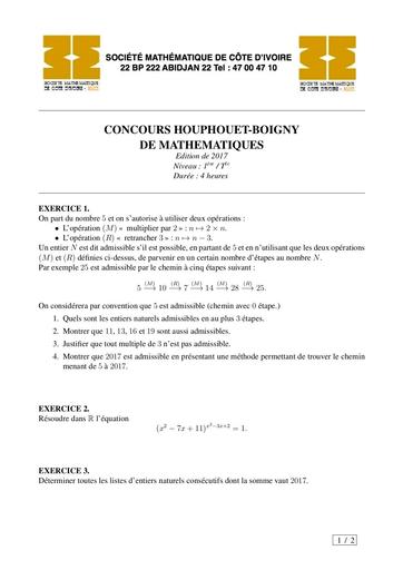 CONCOURS MATHS FHB 2017 niveau 1ere-Tle by DJAHA