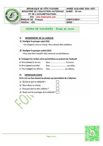 FICHE 2 Français CE2 Etude de texte by TEHUA