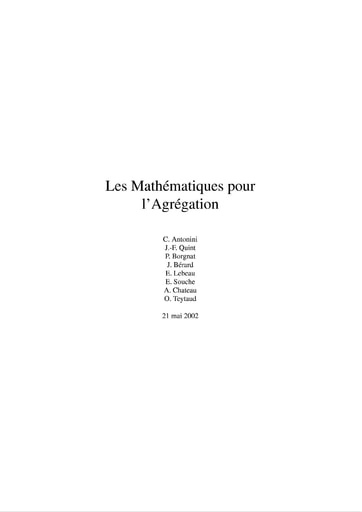 Les Mathematiques pour l agregation