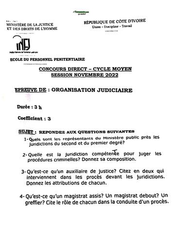 Concours Direct INFJ 2022 CM Organisation judiciaire by TEHUA