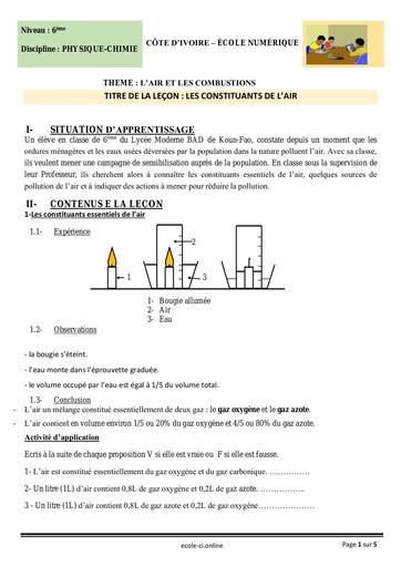 PC 6ème L7 Les constituants de lair