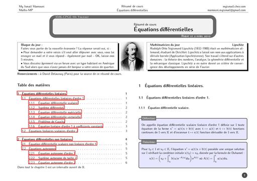 SUP Cours MATHS SUP Equa Diff