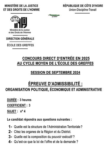 Concours Direct INFJ 2024 CM organisation politique, économique et administrative by TEHUA(2)