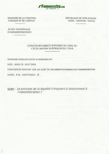 Sujet Vie constitutionnelle et administrative ENA 2004