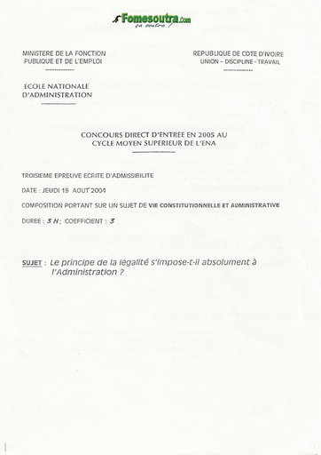 Sujet Vie constitutionnelle et administrative ENA 2004