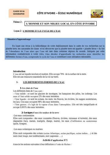 6ème G8 Lhomme et le cycle de leau