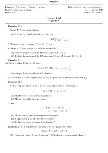 Examen Corrigé Algèbre 1 by TEHUA