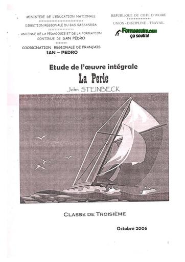 ETUDE D'OEUVRE INTEGRALE LA PERLE CLASSE 3ième BY TEHUA