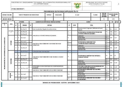 PROGRSSION TF3 2023 2024
