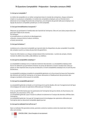 Questions Comptabilite Preparation Exemples Concours ONEE CDICDD by Tehua