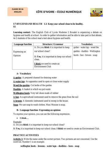 UNIT 7 LESSON 2 4e ANGLAIS