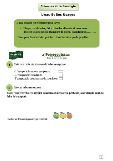 L’eau et ses Usages - Cours CE1