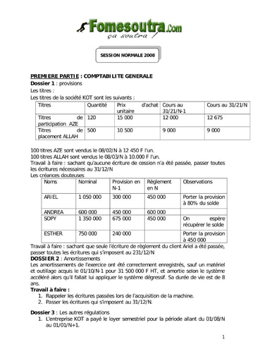 Sujet d'étude de cas BAC G2 2008