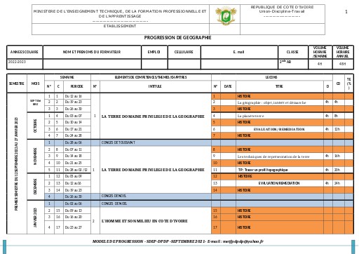 PROGRESSION CMC 2nde AB GEOGRAPHIE 2023