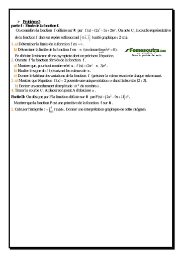 Problème (5) Etude d'une fonction exponentielle - Maths Terminale D