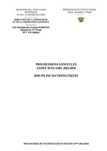 PROGRESSIONS DE MATHEMATIQUES 2023 2024 DPFC