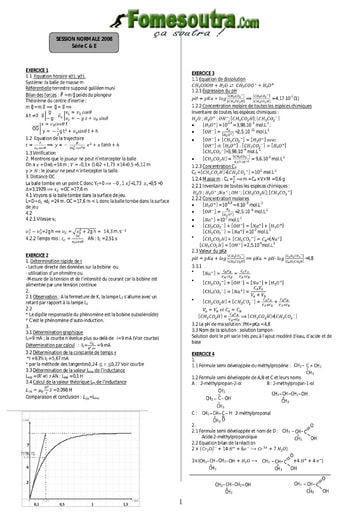 Corrigé de Physique-Chimie BAC C et E 2008