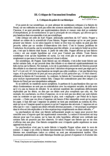 Critique de l’inconscient freudien - Cours de philo