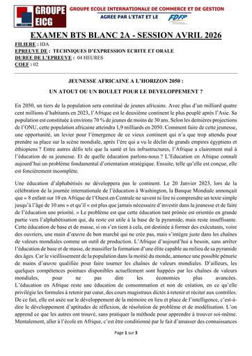 SUJET COMPLET BTS BLANC IDA - GROUPE EICG AVRIL 2026