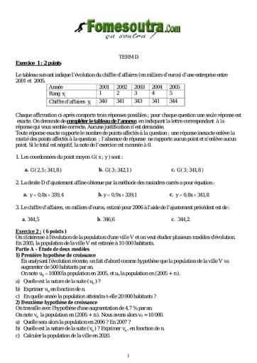 Devoir 11 de maths niveau Terminale D