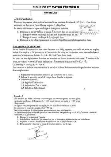 FICHE MATHS ET PC 1IERE D by Tehua