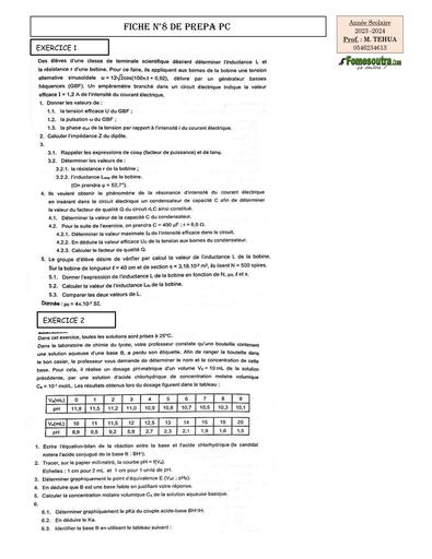 PREPA bac 2024 PC fiche 8 by Tehua