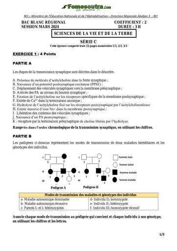 BAC blan 2024 SVT Serie C DREN Abidjan 3 SUJET by Tehua