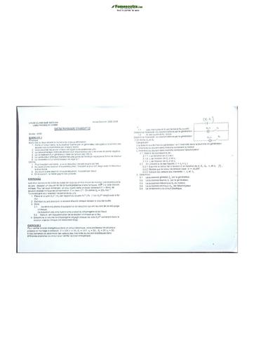 Sujet de Physique-Chimie Première C Lycée Classique Abidjan 2022-2023