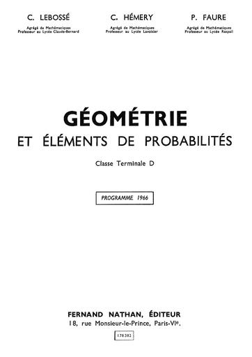 Livre de Maths Tle C Géométrie et Éléments de probabilités by Tehua