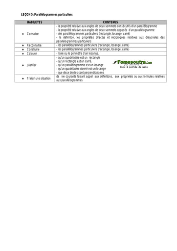 Parallélogrammes particuliers (2) - Guide pédagogique Maths 5ème