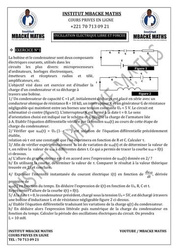 % RLC % TERMINALE S , D , C oscillation éléctrique libre et forcée