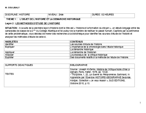 TH1 H2 2nde LES METHODES D’ETUDE DE L’HISTOIRE