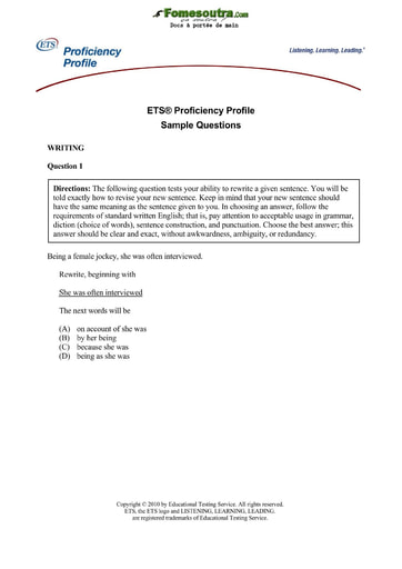 ETS Proficiency Profile - Sample Questions