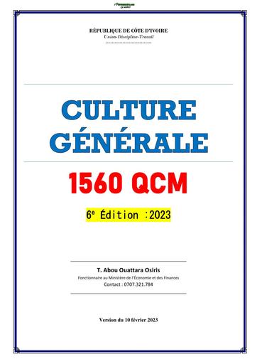 FP Fascicule 1560 CULTURE GENERALE 2023 by TEHUA