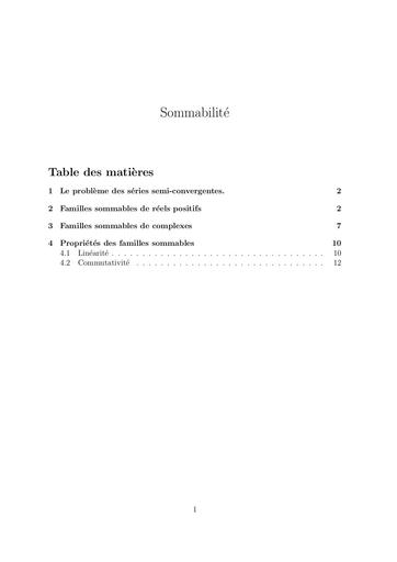 20   familles sommables
