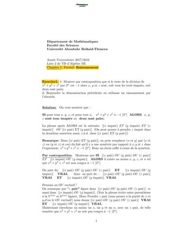 TD2 Algebre 17 18 Corrige BY TEHUA