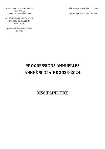 PROGRESSION TIC 2023 2024