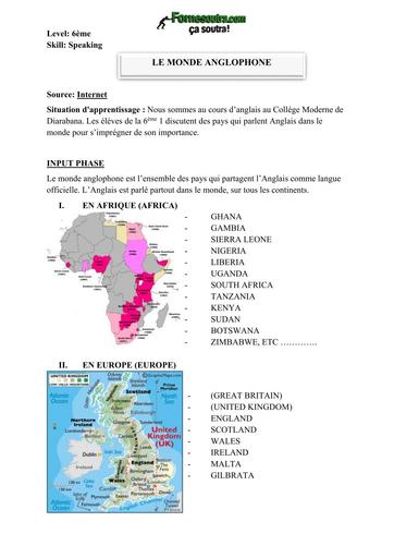 ANGLAIS 6e INITIATION BY TEHUA