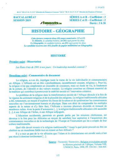 Bac a b c d hist Geo 2019 by TEHUA