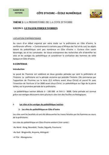 6ème H6 Le paléolithique Ivoirien